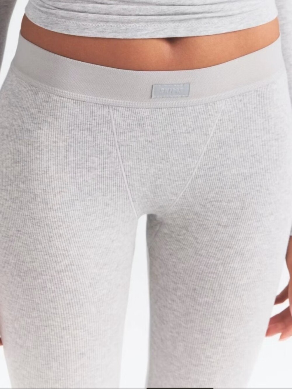 Skims Cotton Rib Leggings Light Heather Gray Size M High Rise